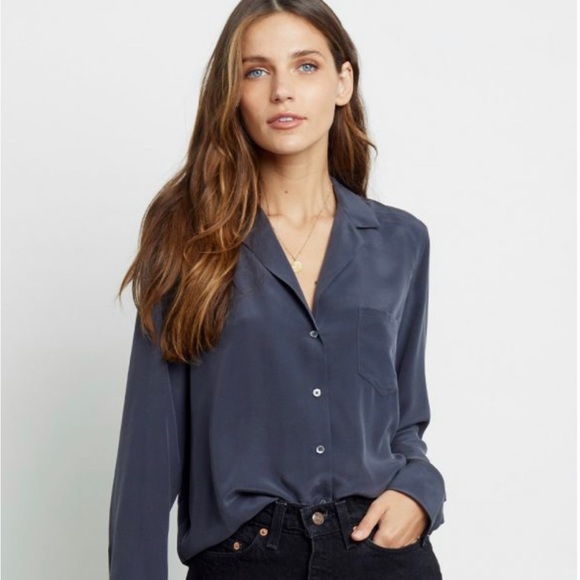 Rails Rhett Charcoal 100% Silk Button Down - Large - Picture 11 of 13